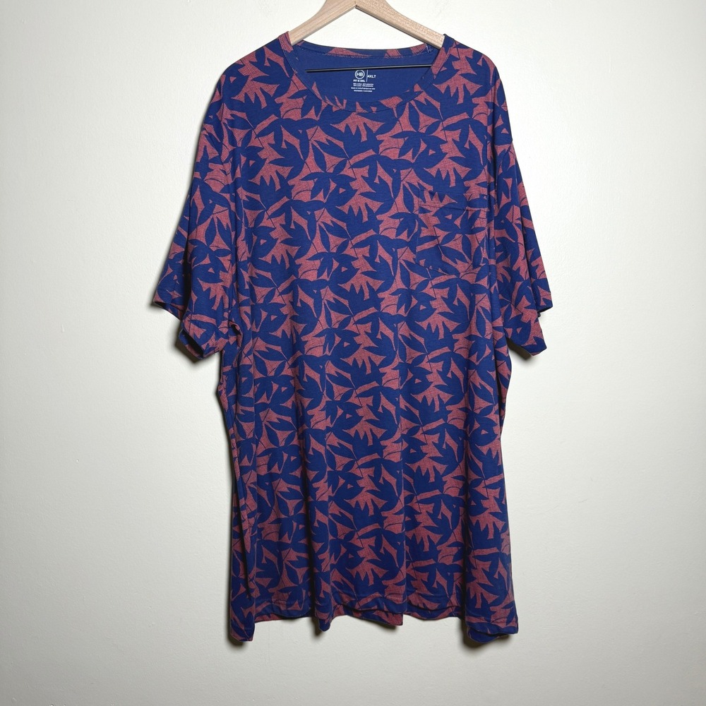 Harbor Bay Fit by DXL‎ Mens T-Shirt 4XLT Blue Pink Cotton Tropical Basics Casual